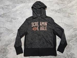 Harley Davidson Womens Screamin Eagle Heather Gray Full Zip Hoodie Jacket Sz XL  - Picture 1 of 12