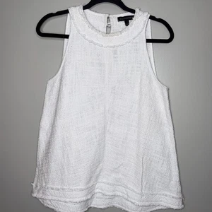 Banana Republic Damen kleiner U-Ausschnitt strukturiert A-Linie Tank Top ärmellos weiß - Bild 1 von 7