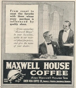 Magazine Ad - 1921 - Maxwell House Coffee - Picture 1 of 1