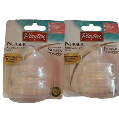 2 упаковки 2011 Playtex Drop Ins Naturalatch соски для детских бутылочек средний поток 3+ - Изображение 1 из 4