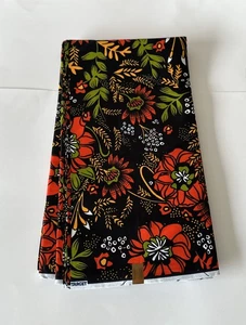African Print Fabric, Ankara - Orange, Green Fabric - Picture 1 of 4