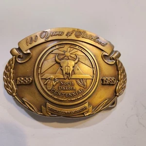 Vintage North Dakota 100 Years Statehood 1889-1989 Belt Buckle LTD *20H* - Picture 1 of 4