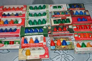 Vintage Christmas ~ BIG LOT ~ Lamps Bulbs C7 1/2 ~ C7 C Base Multicolor - Picture 1 of 22