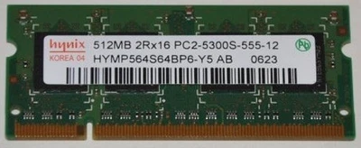 Memory 512MB 2RX16 PC2-5300S-555-12 HYMP564S64BP6-Y5 Ab 0605 DDR2 SDRAM - Image 1 of 3