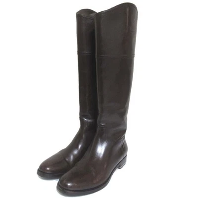 Botas Largas Santoni Logotipo Repujado Cuero Talla 36 9.1"" Marrón Oscuro Mujer USADAS Foto 1 de 4