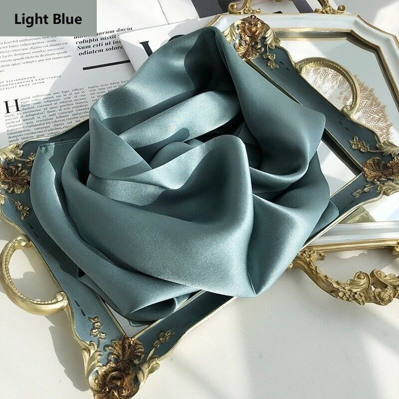 Women 100% Mulberry Silk Neck Scarf Long Ribbon Neckerchief Double Sided 6"x57" - Image 1 of 4