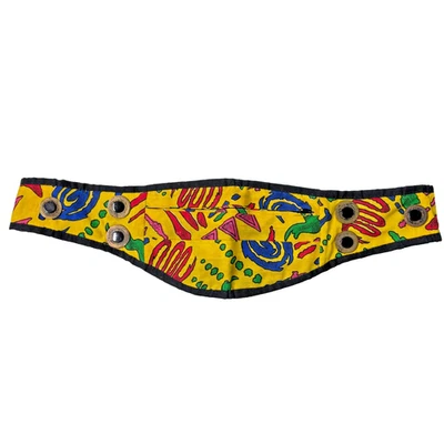 Riñonera amarilla de colección años 80 bolsa de cinturón cumberbund a presión Indonesia arte salvaje brillante * Foto 1 de 4