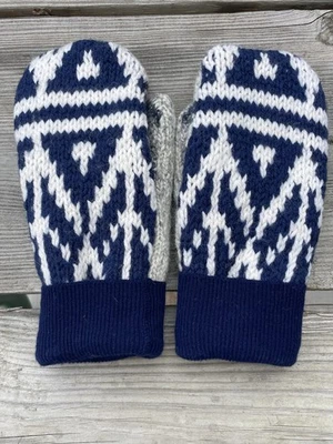 Шерстяной свитер варежки ручной работы с скандинавским узором с флисовой подкладкой рукавицы-манжеты - Изображение 1 из 3