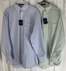 Classic Stafford Bundle (Mens Size L 16 1/2 34-35) 2 Striped Oxford Dress Shirts - Picture 1 of 11