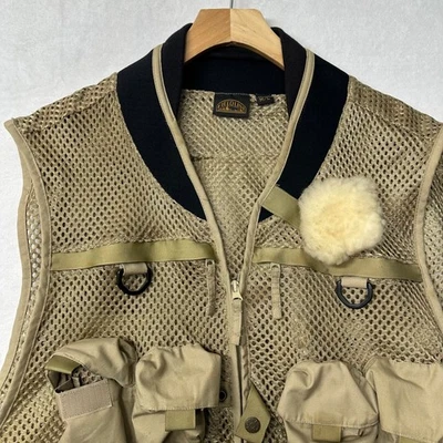 Field line Mens Fishing Vest Tan Mesh Pockets D-Rings Utility Gear - Image 1 of 4