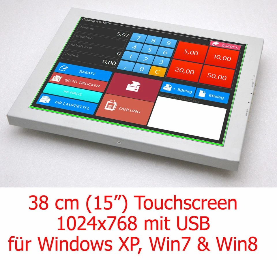 38cm 15"XGA  DISPLAY DISPLAY ELO USB TOUCHSCREEN VT-568MT WIN 2000 XP 7 10 11 #1 - Bild 1 von 1