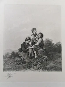 Antique Photogravure The Good Litter Sister from painting by Meyer Von Bremen - Picture 1 of 4