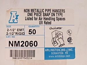 ARLINGTON NM2060 2-1/2" NM PIPE HANGER (SOLD BY THE CARTON OF 49 PIECES) - Picture 1 of 4