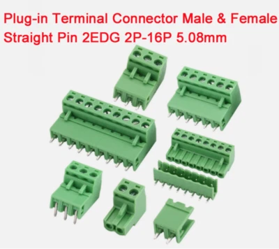 1pcs Straight Pin 2EDG 2P-16P Plug-in Terminal Connector Male & Female 5.08mm - Image 1 of 4