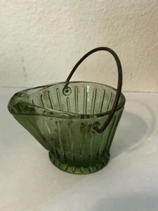 Cubo de carbón de vidrio federal verde vintage de 2" bandeja de cenizas/soporte para palillos de dientes - Imagen 1 de 5