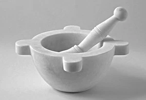 Mortaio da Farmacia Marmo Bianco Pestello White Marble Mortar Pestle Home 10cm - Photo 1 sur 4