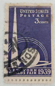 Spedizione USA ~ Fiera Mondiale di New York 1939 ~ Francobollo 3 ¢ ~ Pubblicato ~ 1939 ~ Q90 - Foto 1 di 6