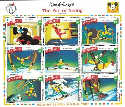 SAVOYSTAMPS-ST. VINCENT-STAMP SHEET-THE ART OF SKIING - Image 1 of 2