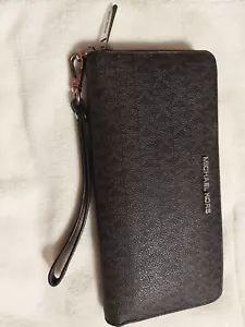 Michael Kors Jet Set Viaje Continental Billetera Muñequera Bronce Negro Mk - Imagen 1 de 11