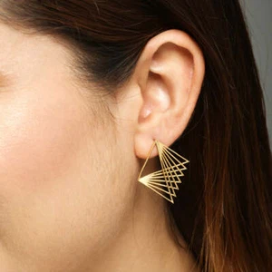 14K Solid Gold Cascade Earrings gold Designer Jewelry For Women DESIGNER Gift - Picture 1 of 12