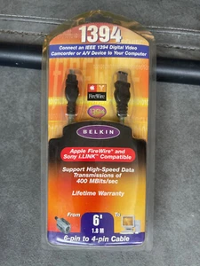 6' Belkin 1394 Firewire Cable (6-pin to 4-pin), factory sealed - Picture 1 of 1