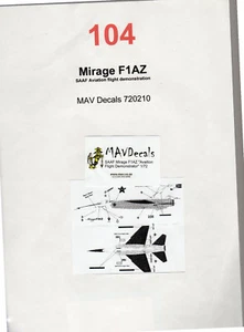 Decal - Mirage F1AZ - MAV Decals 720210 - ( Ref DM104) - Photo 1/2