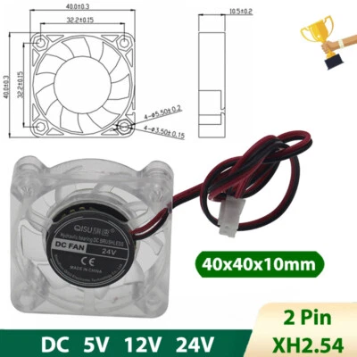 4010 DC Cooling Fan Mini Silent Brushless Fans Transparent LED Light 5V 12V 24V - Image 1 of 4