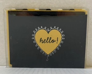 Notecards & Envelopes 10 Sets hello! Black With Yellow Heart 💛 New - Picture 1 of 2