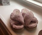 Pink uggs fuzzy platform slide slipper sandals