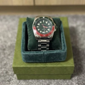Gucci Watch Silver Bracelet Green And Red Dial In Box - Picture 1 of 9