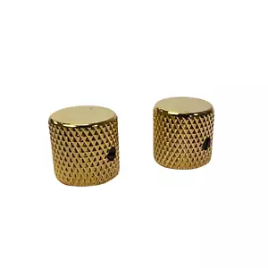 Set Of 2 Gold Barrel Style Flat Topped Control Knobs - Picture 1 of 1
