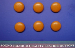 Set of 6 MADE IN USA Tan color SOFT LEATHER BUTTONS for jackets or upholstery - Picture 1 of 8