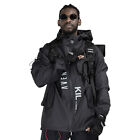 MFCT Techwear Leather Jacket Men Streetwear Black Hooded Tech Coat