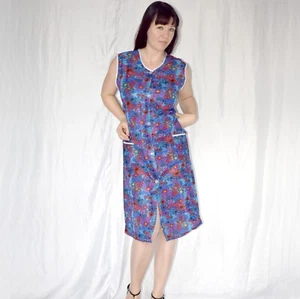 Glänzende Polyester Kittelschürze* L (44) Glanz Retro Vintage Kleid transparent - Imagen 1 de 5