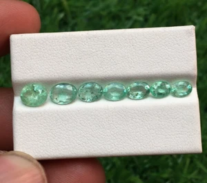 Natural russian emerald faceted oval cut gemstone best color 7 pieces 3.45 carat - Picture 1 of 4