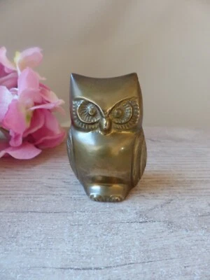 Ancienne Figurine Statuette Vintage Hibou Chouette Laiton H 8,5 cm - Photo 1/4