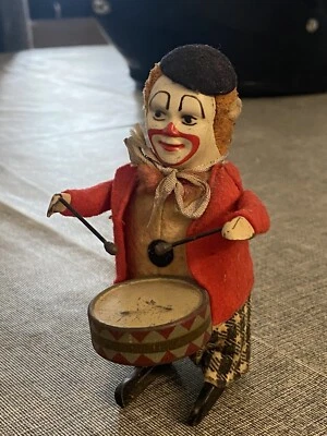 Jouet ancien Schuco mécanique Clown joueur de tambour - Photo 1/4