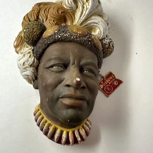 Escultura Bossons Chalkware Chaka Zulu Warrior King cara de pared 1959 - Imagen 1 de 7