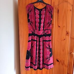 monsoon red/black fit & flare oversized midi dress size 10 bust 87 cms bnwot
