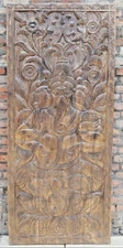 Indian Vintage Art GANESH Barn Door Carved Ganesha Hindu Wall Sculpture Panel 84