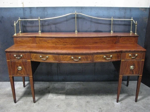 Massive 18th Century English Mahogany Georgian Sideboard With Brass Gallery Cover