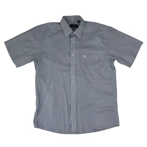 Fred Perry White w/ Blue Stripe S/S Cotton Button Down w/ Pocket Mens 16.5/41 - Picture 1 of 6