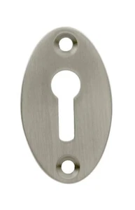Forged Solid Brass Classic Keyhole Cover Escutcheon, 1-7/8" Oval, Satin Nickel - Picture 1 of 2
