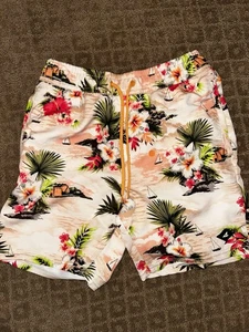 Sperry Men’s Swim Trunks, Orange and Green Tropical Theme, Size Small - Picture 1 of 2