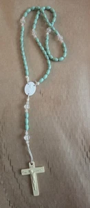 OLRM Seafoam Green Rosery Handarbeit Kruzifix katholisch - Bild 1 von 6