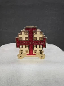 Vintage Serviettenhalter vergoldet Messing Emaille Jerusalem aus dem Heiligen Land - Bild 1 von 6