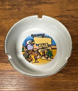 Vintage skurrile Grafik Howdy Petite Aschenbecher 4" kitschig - Bild 1 von 5