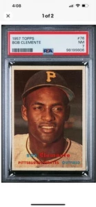 1957 Topps #76 Roberto Clemente Pirates HOF PSA 7 Great Centering Focus Color!! - Bild 1 von 2