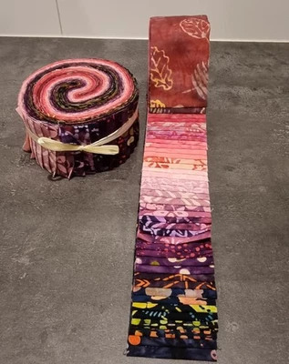 Jelly Roll Batik Pretty ASSORTED Pink Coloured tonings. - image 1 of 4
