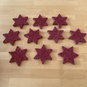 10 Sterne Sisal rot Bordeaux Advent Weihnachten Durchm. 16 cm 1,5 cm hoch Deko - Bild 1 von 12